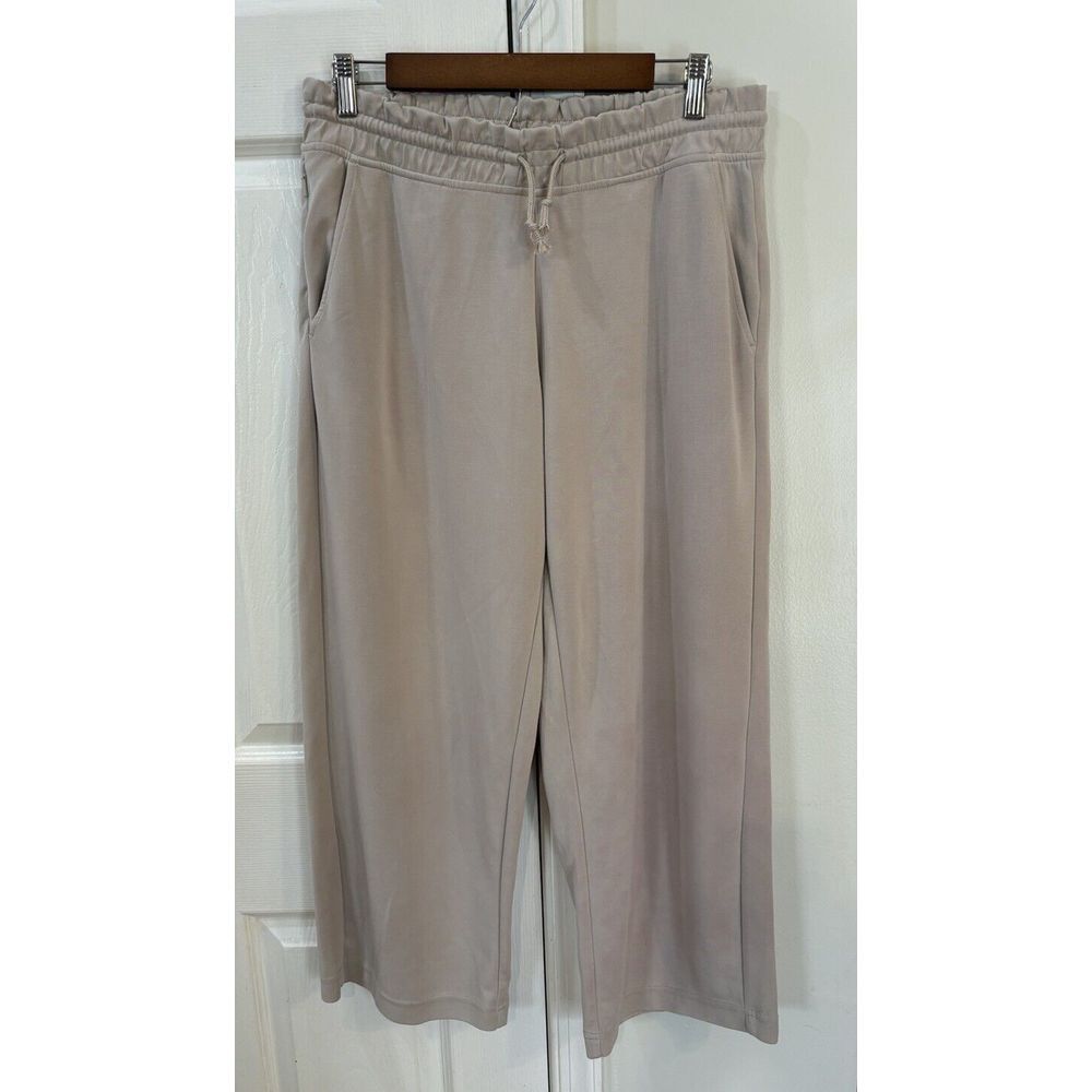 Athleta Pants Women's Size L Light Gray Mid Rise Straight Crop Lounge Comfort